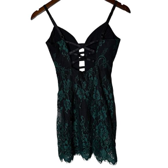 bebe Lace Dress Romper Emerald Black NEW "Cooper" size 00 - Picture 8 of 9